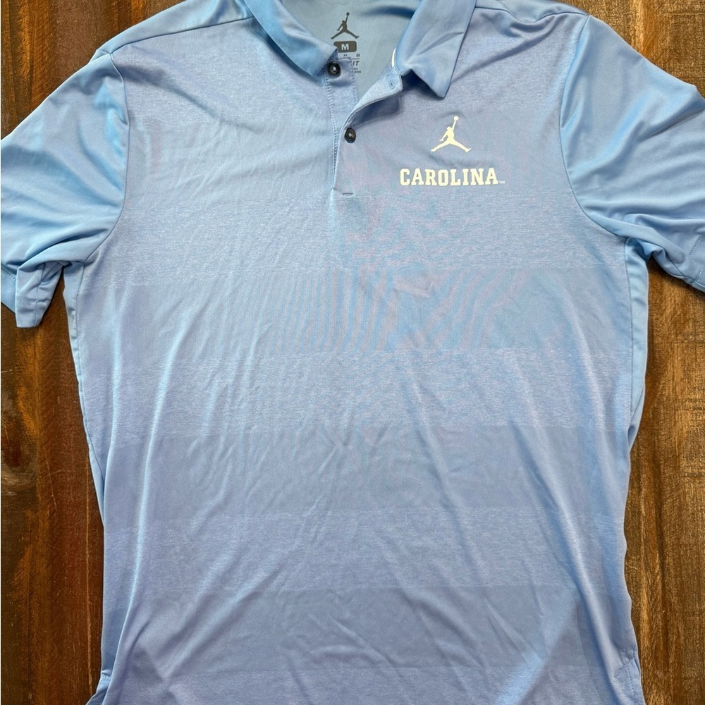 Ⓜ️Nike Air Jordan Men’s Size Medium Carolina Blue Dri-Fit Polo Shirt GUC